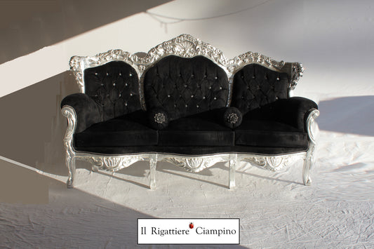 Salotto completo stile barocco in velluto nero