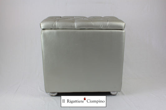 Box Contenitore porta oggetti in ecopelle argento