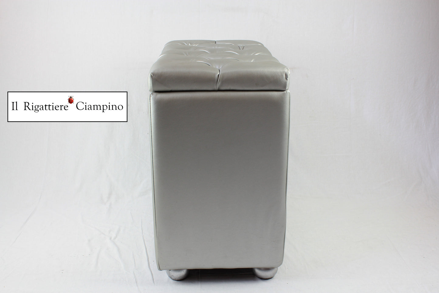 Box Contenitore porta oggetti in ecopelle argento