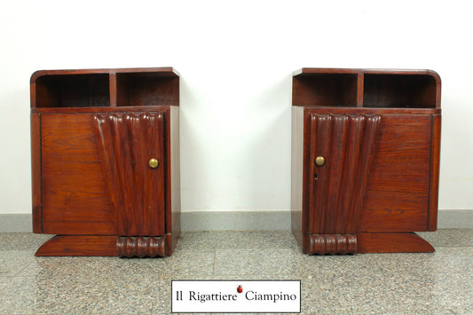 Coppia comodini legno lavorati marroni