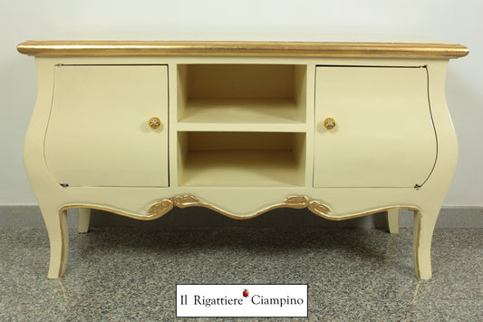 Mobile porta-Tv crema con rifiniture oro