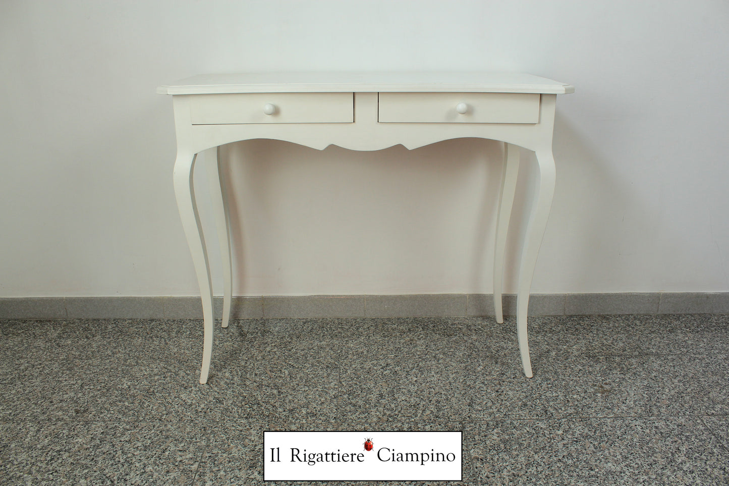 Scrivania bianca piccola in stile francese con cassetti