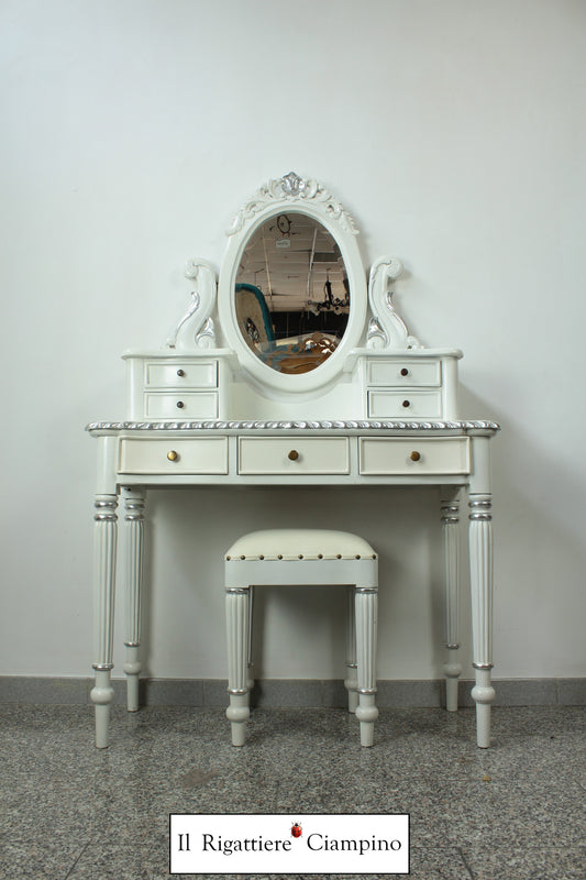 Toletta in stile inglese, legno mogano, bianca o marrone