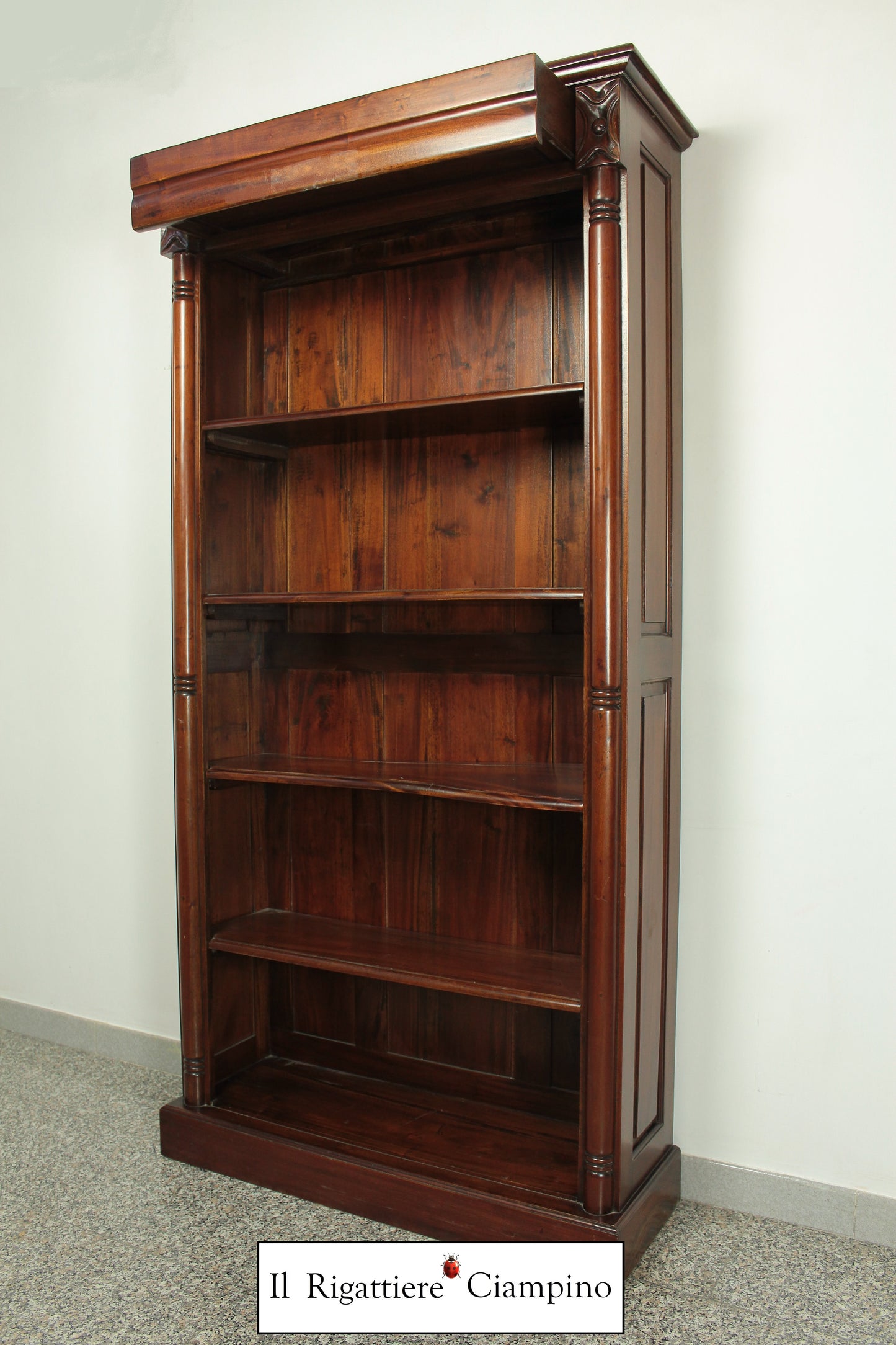 Libreria a cinque piani in stile inglese, legno Mogano