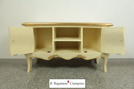 Mobile porta-Tv crema con rifiniture oro