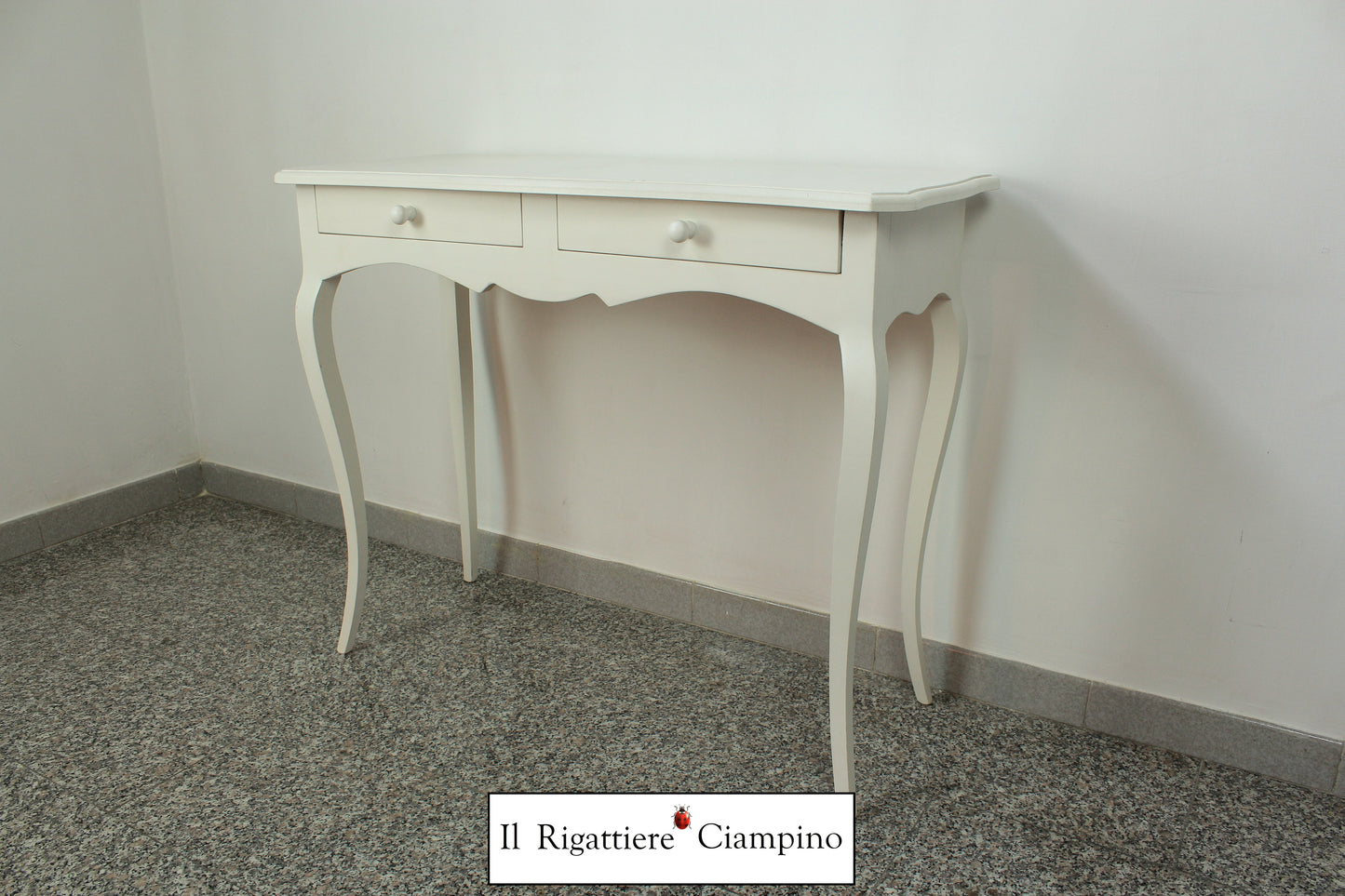 Scrivania bianca piccola in stile francese con cassetti