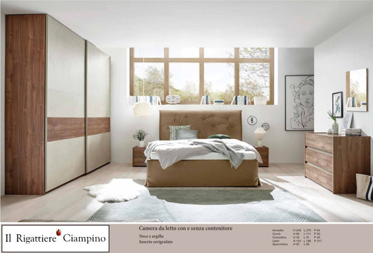 Camera da letto noce e argilla con o senza contenitore