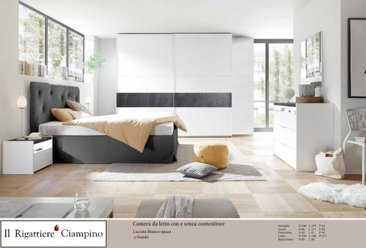 Camera da letto bianco opaco e grigio antracite con o senza contenitore