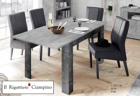 Tavolo bicolore grigio ossido con lato allungabile
