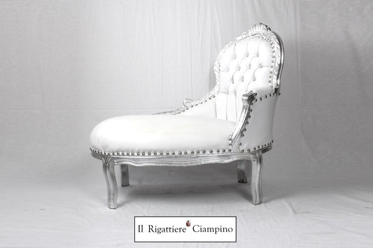 Dormeuse piccola in foglia argento con ecopelle bianca