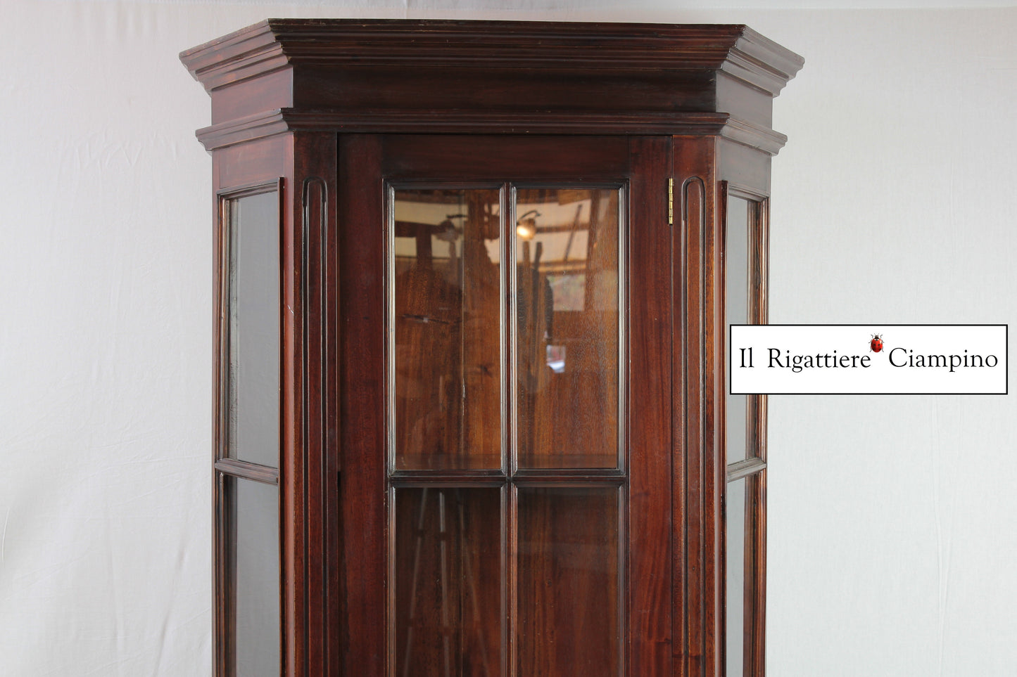 Vetrina Milena in stile inglese, legno mogano massello