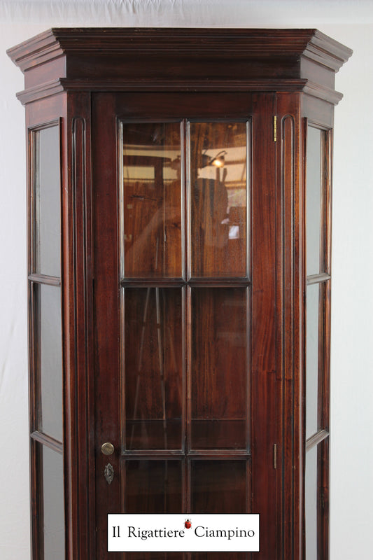 Vetrina Milena in stile inglese, legno mogano massello