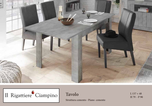 Tavolo allungabile di colore grigio cemento 4-8 persone