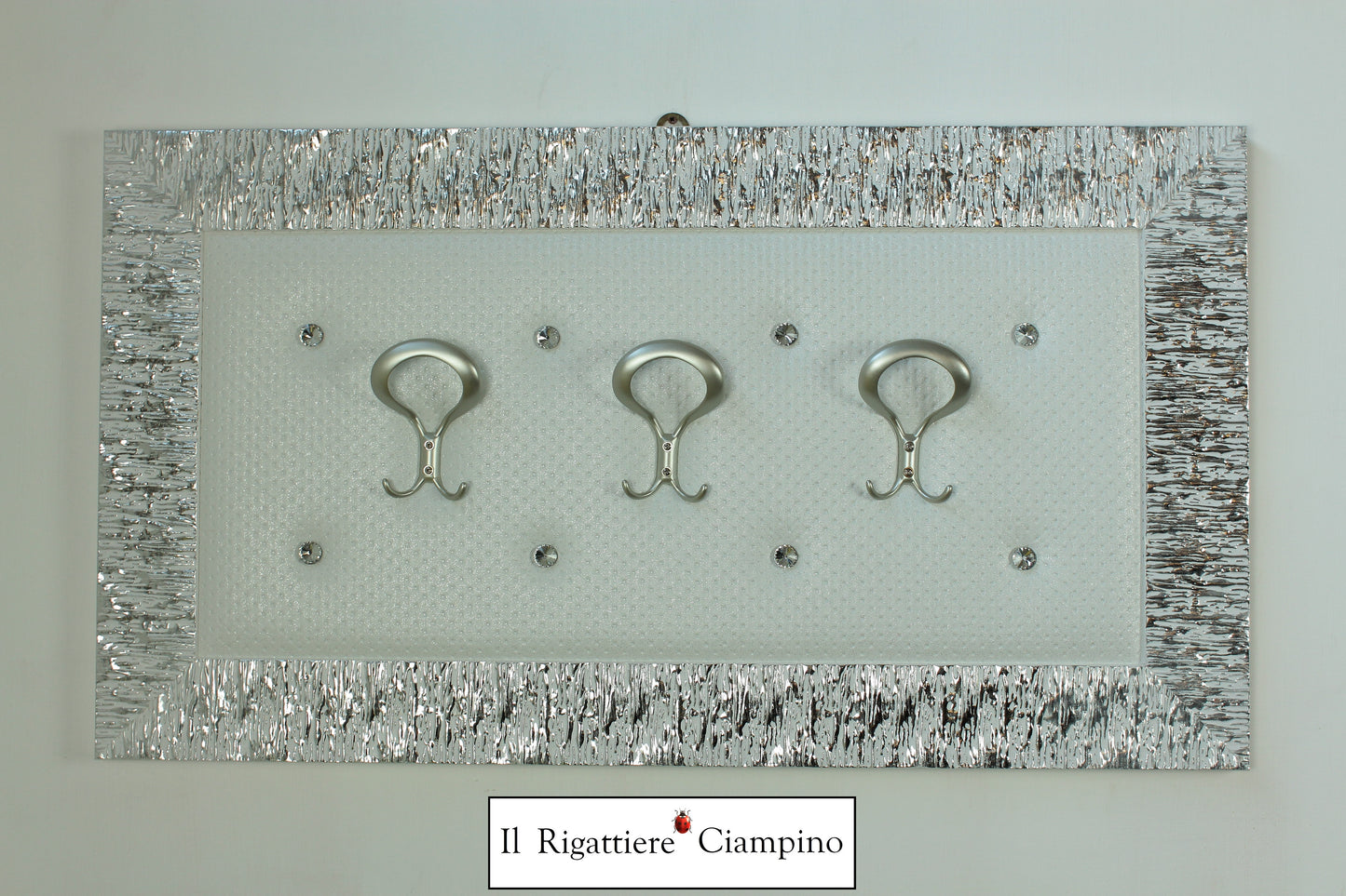 Appendi abiti da muro 3 ganci bianco e argento