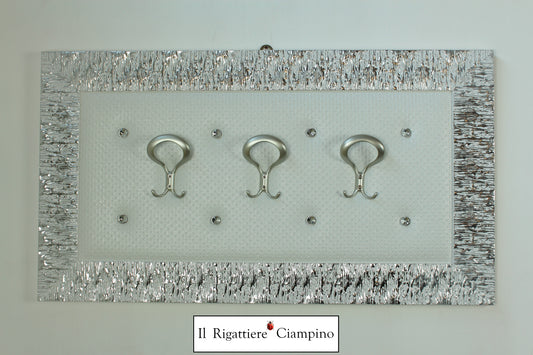 Appendi abiti da muro 3 ganci bianco e argento