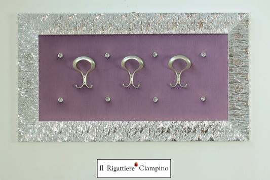 Appendi abiti da muro velluto viola ametista e argento