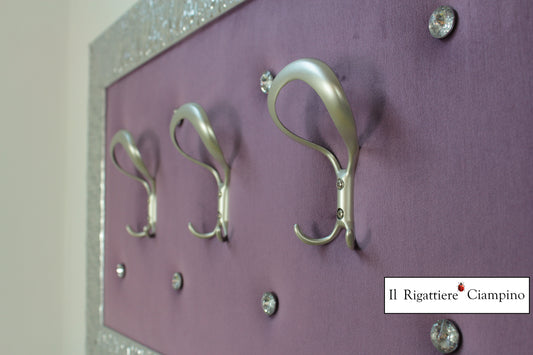 Appendi abiti da muro velluto viola ametista e argento
