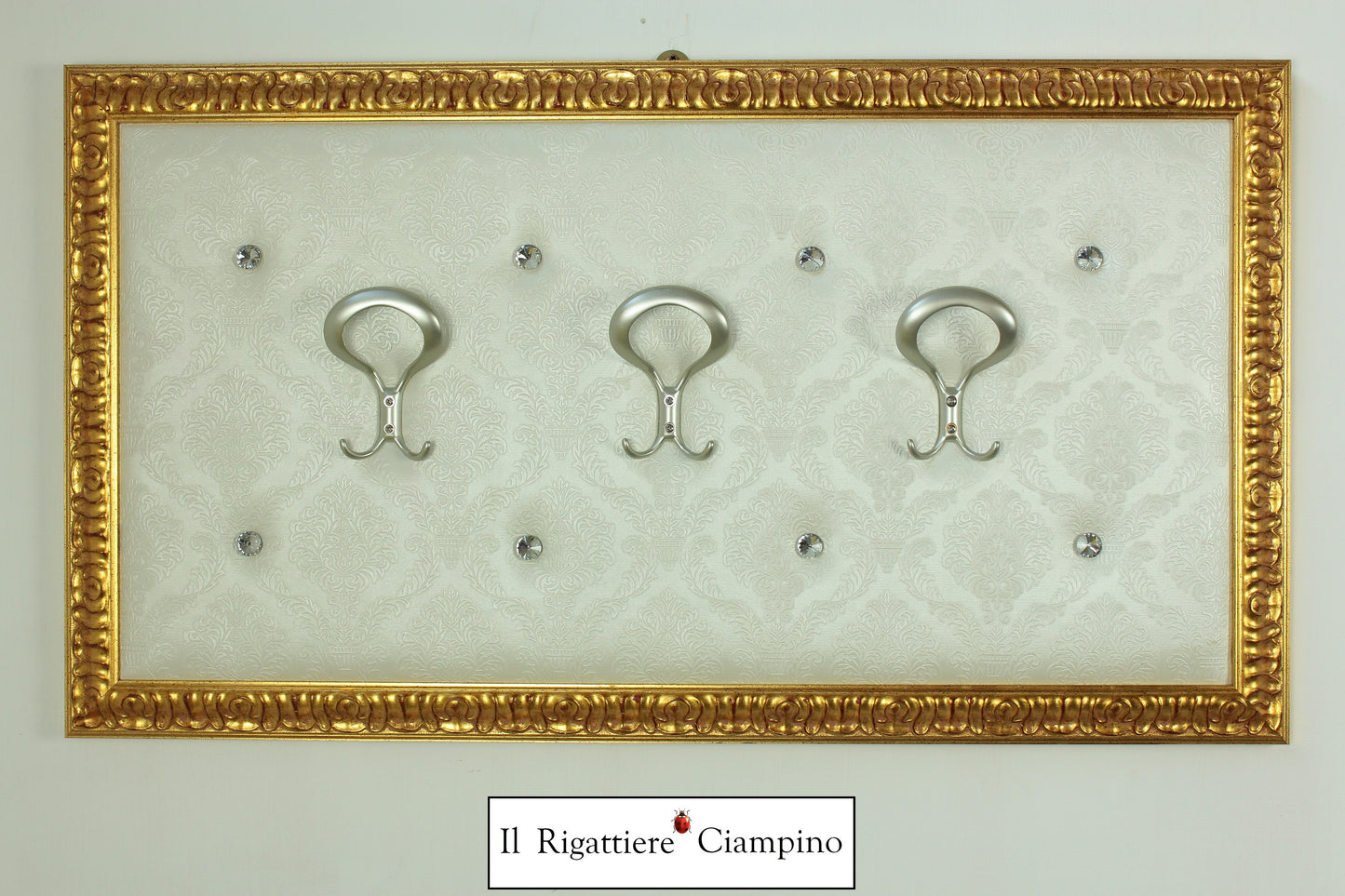 Appendi abiti in ecopelle 3 ganci oro e bianco