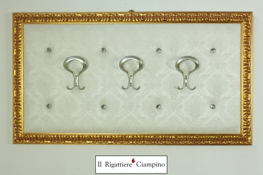 Appendi abiti in ecopelle 3 ganci oro e bianco