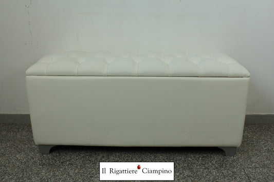 Box contenitore Bianco trapuntato con bottoni Swarovski