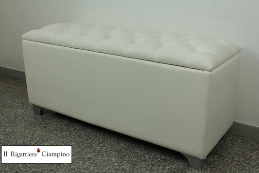 Box contenitore Bianco trapuntato con bottoni Swarovski