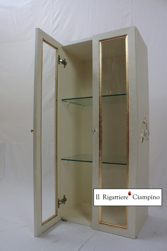 Vetrina Renata colore avorio con dettagli in oro
