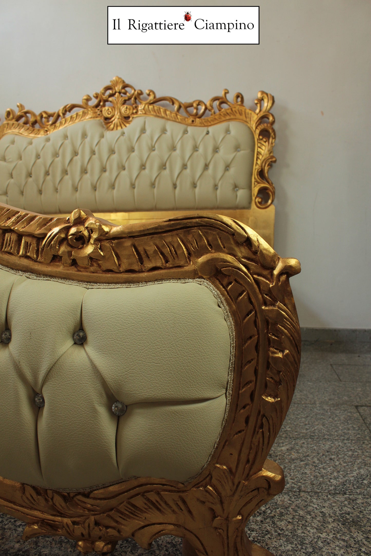 Letto matrimoniale in stile barocco modello Jessica