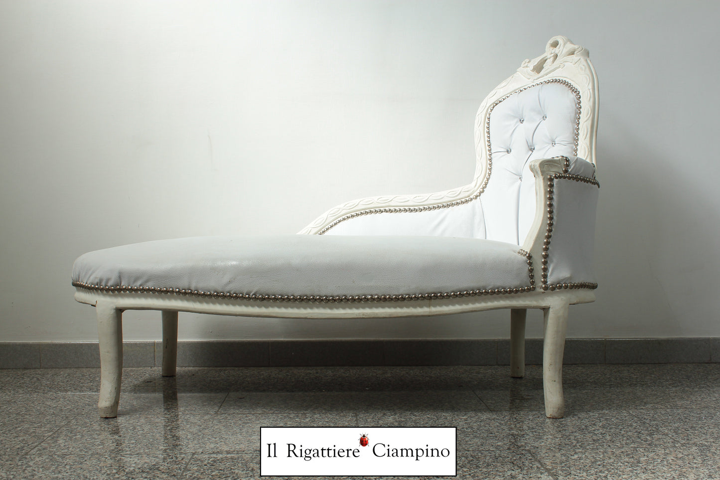 Dormeuse lettino bianca ecopelle azzurra