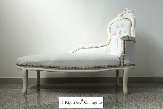 Dormeuse lettino bianca ecopelle azzurra