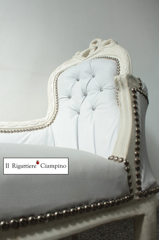 Dormeuse lettino bianca ecopelle azzurra