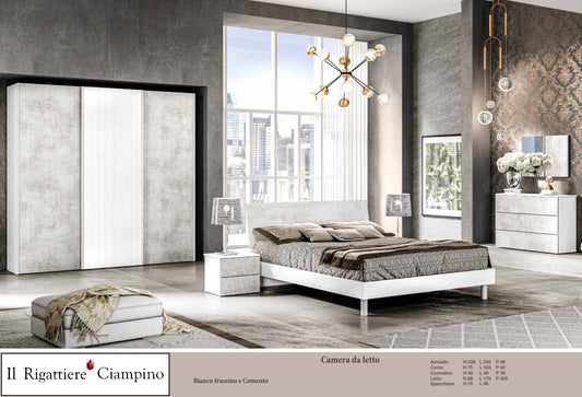 Camera da letto senza contenitore Economy bianco e grigio
