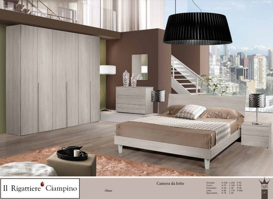 Camera da letto Economy grigio cemento o marrone olmo senza contenitore