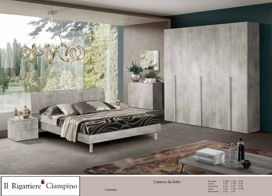 Camera da letto Economy grigio cemento o marrone olmo senza contenitore