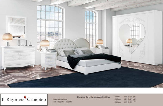 Camera da letto completa con contenitore bianca o avorio con serigrafia