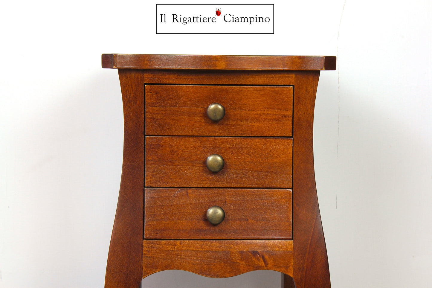 Comodino in legno colore noce medio 3 cassetti